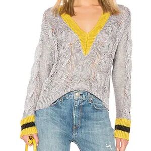 Rag & Bone Emma metallic cropped v neck silver sweater